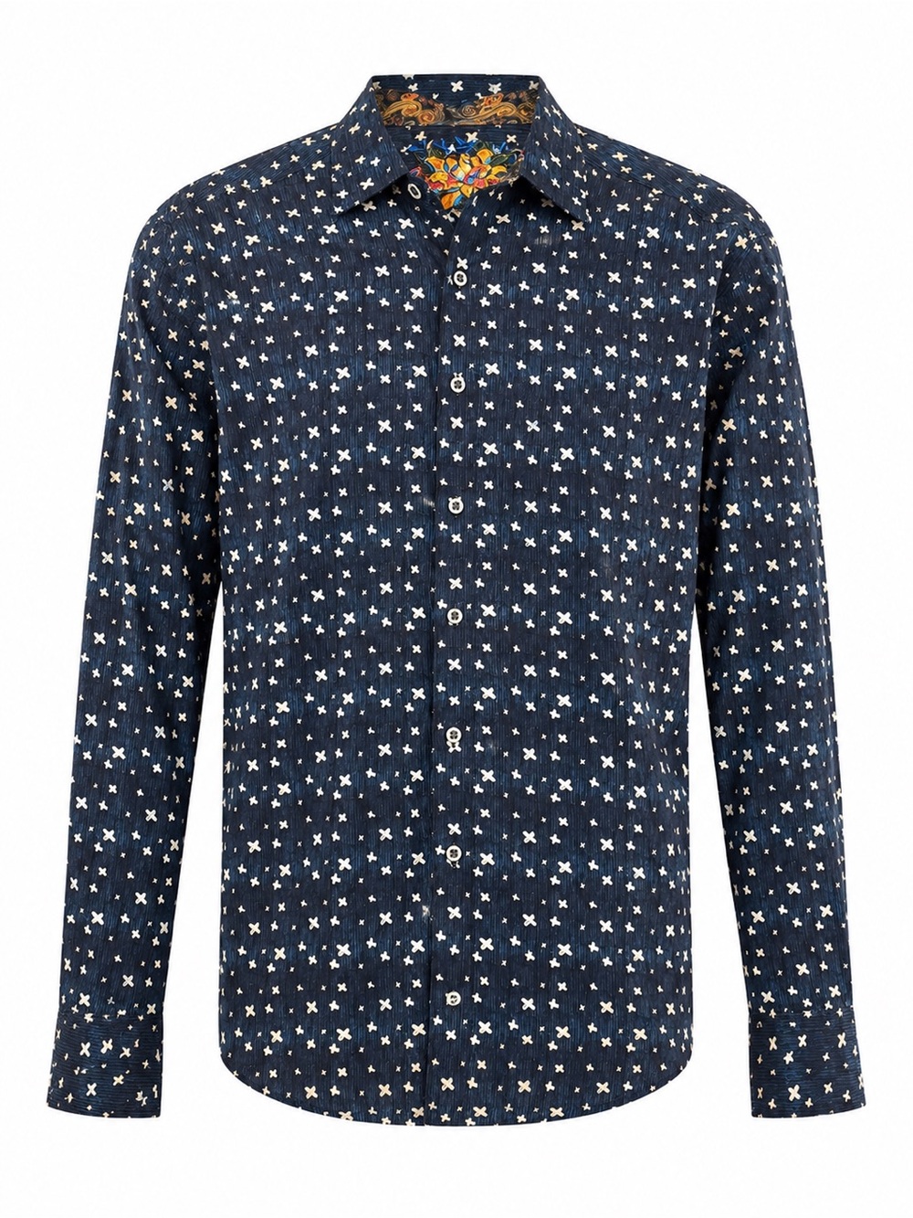 Robert Graham Classic Fit Button Down Shirt Men's Large Blue White Geometric